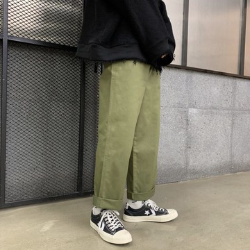 『癮品流行』韓版新款ins男生休閒長褲 素面寬鬆百搭寬褲 直筒大尺碼長褲 日系潮流復古 寬褲九分工裝褲 工作褲 三色入
