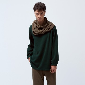 Reboot-甦活圍巾領長袖上衣-(松樹綠/咖啡色M-L)