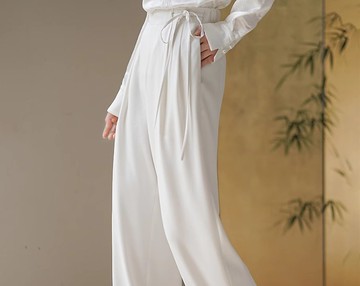 新中式中國風 慵懶氣質百搭直筒拖地褲