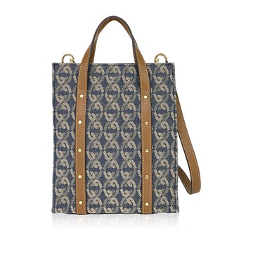 BORSALINI 復刻單寧小琴譜包+長帶 咖