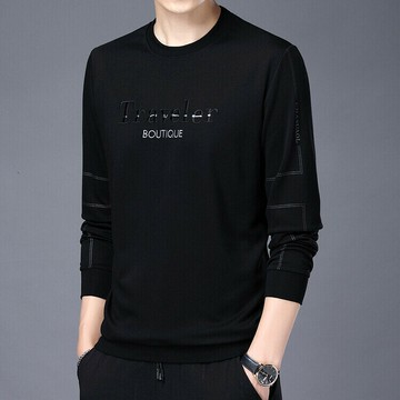 衛衣男冬春季T恤長袖圓領保暖打底衫內搭潮流中青年可外穿t恤新款鑫弘-衣錦男裝