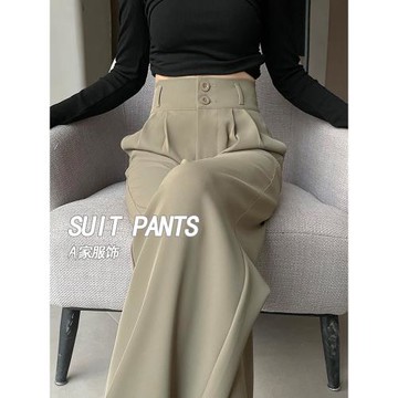 闊腿西裝褲女2025新款秋冬高腰直筒高級感垂感小個子拖地休閑長褲