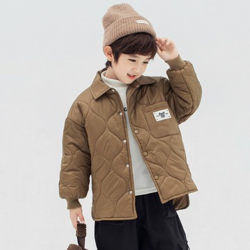 兒童秋冬輕便絎棉內膽男童襯衫款棉衣女童輕薄棉服外套鑫弘-萌寶童裝
