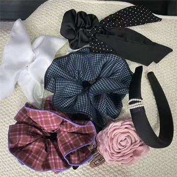 許我耀眼電視劇許妍同款發圈發飾抓夾格子大腸發圈趙露思同款飾品