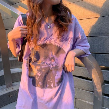 【免運】KOKA 紫色短袖T恤女 港風 寬鬆 韓版 ins潮 學生 bf百搭 洋氣 氣質 上衣 短袖上衣 上衣短袖 體桖