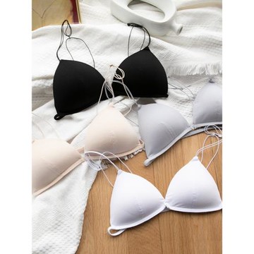 前扣內衣女士細肩帶美背無鋼圈性感法式三角杯文胸罩少女bralette