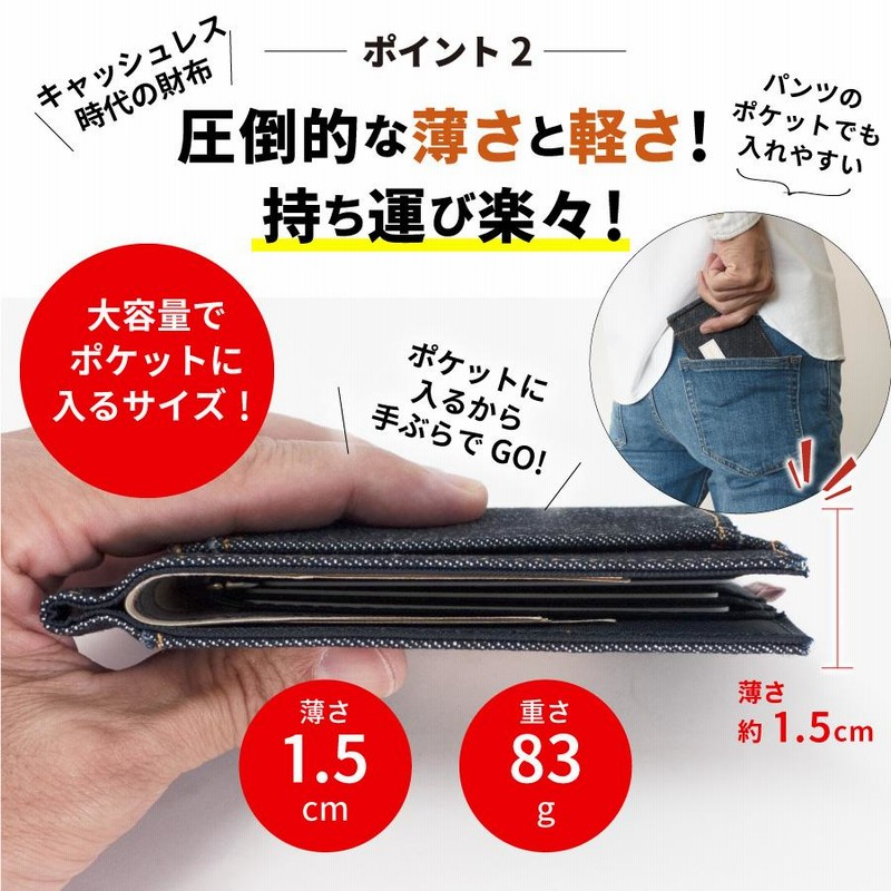 マネークリップ 岡山デニム 財布 カードケース メンズ 二つ折り