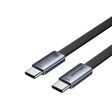 VENTION TRZ系列 USB-C 2.0  to Type-C 60W PD 3A扁線傳輸充電線-鋁合金款-1M