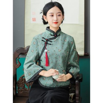 民國風女裝秋倒大袖旗袍復古中式盤扣上衣唐裝中國風改良漢服套裝