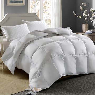 Betrise 貝翠絲 法國100%水鳥羽毛絨被 立體絎縫 全程MIT精製 超細纖維布 保暖輕柔透氣舒適  180 x 210cm  白色