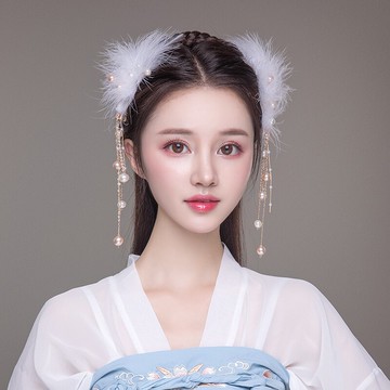 漢服頭飾全套森系超仙流蘇羽毛古風發飾古代毛毛發夾古裝配飾品女