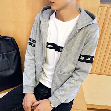 情侶外套 潮流外套 舒適 連帽 刷毛【YJ0007】外套 雙袖星星 艾咪e舖 快速出貨