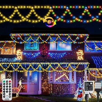 XTF2015 アウトドア クリスマス 装飾 色が変わる 34フィート 380 LED クリスマス ストリングライト 延長可能 11モード ハーフラウンド クリスマス ライト 結婚式