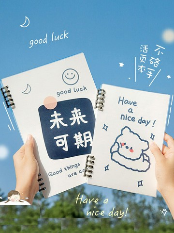 三年二班 不硌手筆記本子活頁清新風手賬本學生B5厚本日記本可拆卸活頁夾少女可愛簡約ins風學生錯題本記事本