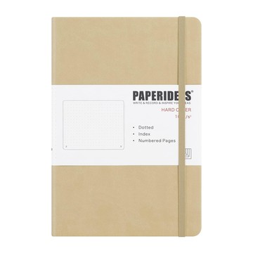 PAPERIDEAS A5 硬皮點陣筆記本 188頁編號頁面 索引 100g 無酸紙  沙色  1本