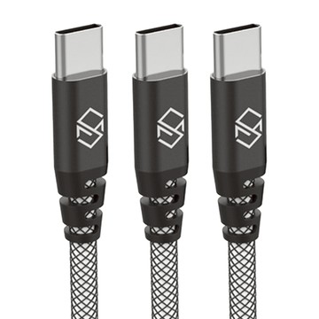 SINJIMORU Type-C網眼快速充電線 2m 黑色  3條