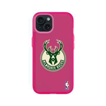 iPhone 15 Clear 粉漾桃 - NBA - Logo-密爾瓦基公鹿 Milwaukee Bucks