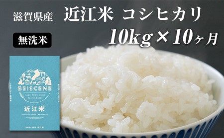 令和5年産新米　滋賀県豊郷町産　近江米 コシヒカリ　無洗米　10kg×10ヶ月