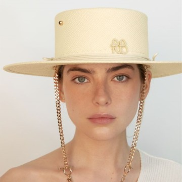 Ruslan Baginskiy 多圈繩平頂金屬鏈繩草編帽 - M