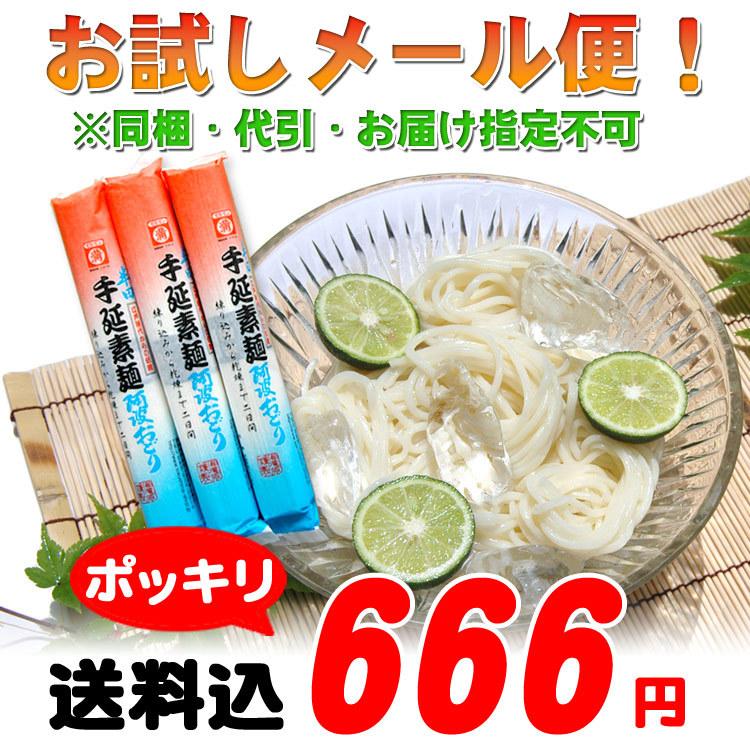 メール便 ポスト投函 送料無料 半田そうめん 300g  阿波おどり 半田手延べ素麺 お試し