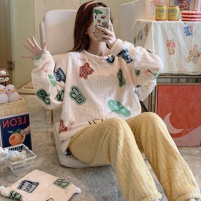 ヴィジョン ストリートウェア パジャマ レディース 冬 可愛い 長袖 裏起毛 モコモコ ルームウェア 上下セット 部屋着 寝巻き 長ズボン ふわもこパジャマ あったか サンゴネル 通販 Lineポイント最大get Lineショッピング