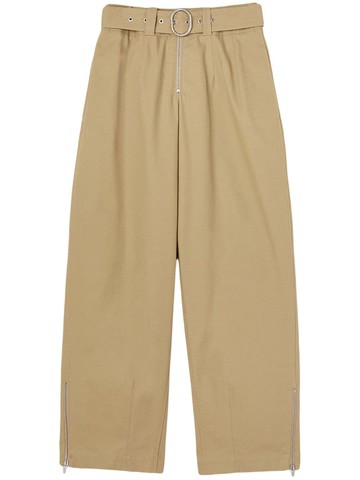 Jil Sander - straight-leg cotton trousers - women - Cotton - 34 - Neutrals