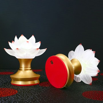古法琉璃蓮花燈佛供燈充電家用觀音菩薩長明燈純銅插電佛前供燈