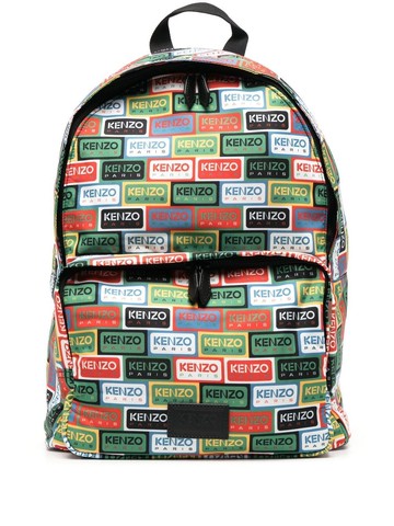 Kenzo - Labels logo-print backpack - men - Calf Leather/Polyester - One Size - Green