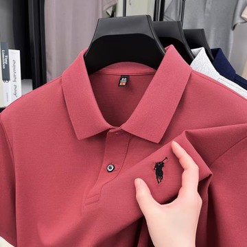 男士長袖t恤POLO衫喜爸爸春秋裝上衣服公公紅色父親婚宴結婚禮服