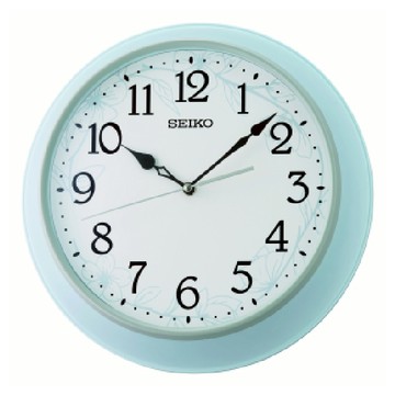 seiko SK037 精工鐘 (QXA832L) 植物花卉數字圓形掛鐘 淺藍色外框 32.7cm