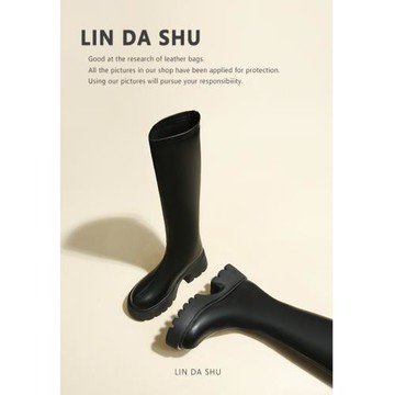 【林大叔】厚底小個子彈力瘦瘦靴女不過膝高跟平口黑色騎士長筒靴