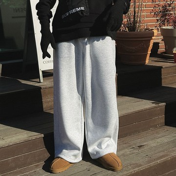正韓素面堅固棉內拉絨剪裁直筒休閒寬褲 6色 YUPPIE 預購商品 0106