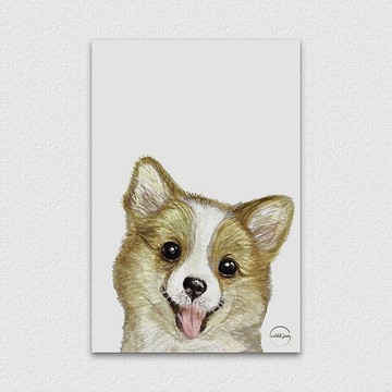 水彩插畫動物明信片 - 哥基 手繪 水彩 插畫