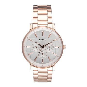 GOTO Nostalgia懷舊系列-壓花玻璃-十字花-男-玫瑰金X白面