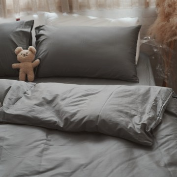 棉床本舖｜Life-紳士灰 ❱ 60s精梳棉-床包+被套組 - Q2加大床包+被套組/含枕套