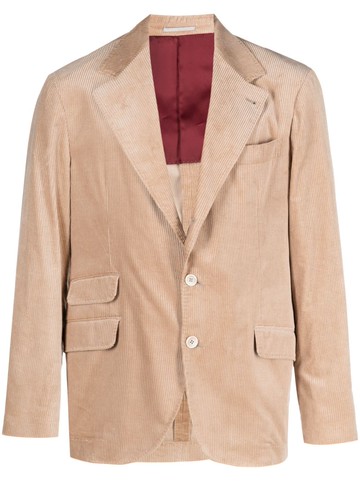 Brunello Cucinelli - single-breasted corduroy blazer - men - Cotton/Cupro - 48 - Neutrals