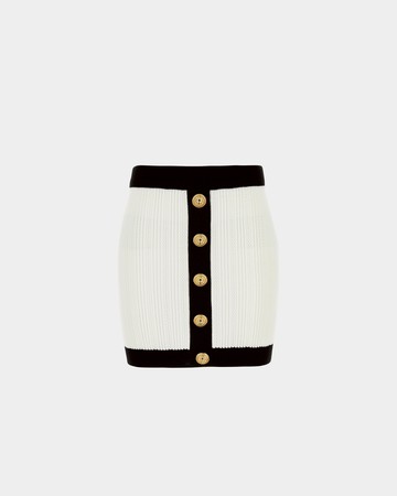 BALMAIN 黑邊針織金釦迷你裙 - 38