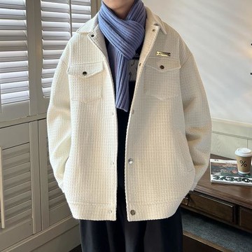 外套男春秋款輕熟風高級感成熟穩重男裝美式休閑帥氣上衣工裝夾克