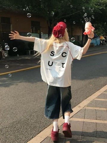 【T-2】🖤 中大尺碼女裝 2026國潮牌哈蘇線白色短袖t卹女 夏季新款圓領寬鬆情侶裝休閒上衣