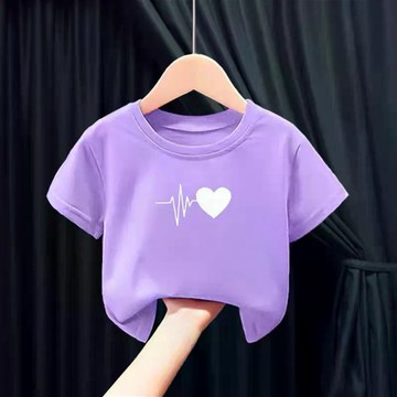 甜美可愛~短袖夏季潮流男童兒童童裝T恤女童新款洋氣小童純棉短袖時尚上衣 女童上衣 中小童短袖T恤 韓版夏裝 打底衫上衣