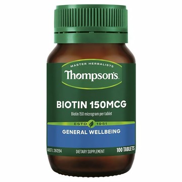 Thompson's 生物營養素 每片含生物素150mcg 膳食補充劑  100顆  1瓶