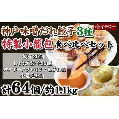 ふるさと納税 神戸市 [ギョーザ専門店イチロー製] 神戸味噌だれ餃子3種(計55個)特製小籠包9個セット