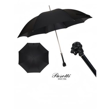 Pasotti葩莎帝意大利雨傘黑獅手柄黑傘布男士長傘防曬新款手工