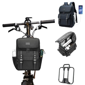 Litepro 自行車前包 50L 大容量電腦包帶 USB 充電男士旅行背包適用於 Brompton Bike