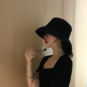網紅漁夫帽子女遮陽帽韓版百搭潮日系大沿帽遮臉uv防曬帽防紫外線1入