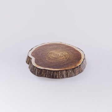 林木年輪 24cm 合成樹脂飾盤｜胡桃木｜單品