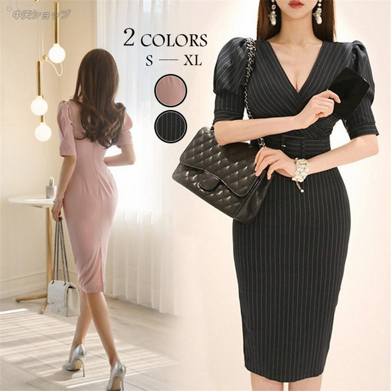 ワンピースレディース タイトワンピース オフィス セミフォーマル 着痩せ スーツワンピース Ol風 Vネック 代30代 通販 Lineポイント最大get Lineショッピング