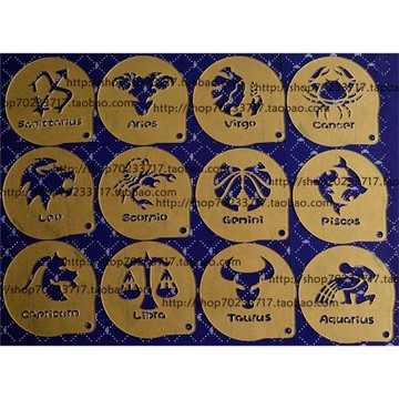 10寸/"英文版12星座"系列糖粉篩/亞克力糖霜模/蛋糕印花/拉花噴花