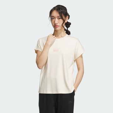adidas 愛迪達 上衣 女款 短袖上衣 運動 LOUNGE SILKY T 米白 IM8861