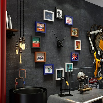 復古酒吧工業風大掛鐘創意個性墻面裝飾品餐廳奶茶店墻壁掛飾